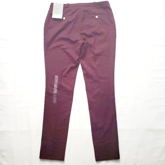 H&M Women’s Tonal Floral Print Burgundy Trouser Slim Leg Pants Size 8 NWT - Picture 3 of 15